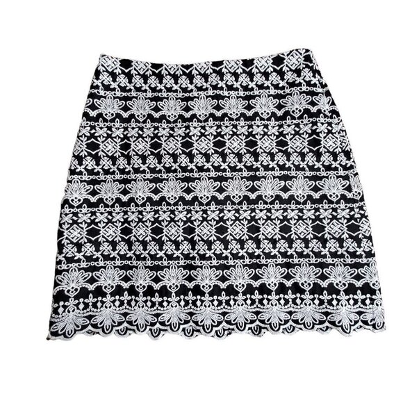Ann Taylor LOFT Womens Black Floral Embroidered Casual‎ Mini Skirt Size 0 NWT - Picture 8 of 9